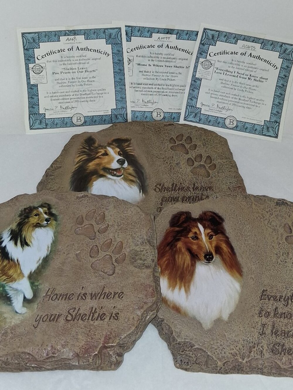 Danbury Mint SHELTIE Wall Hanging Plaques 3 - Home is where your Sheltie